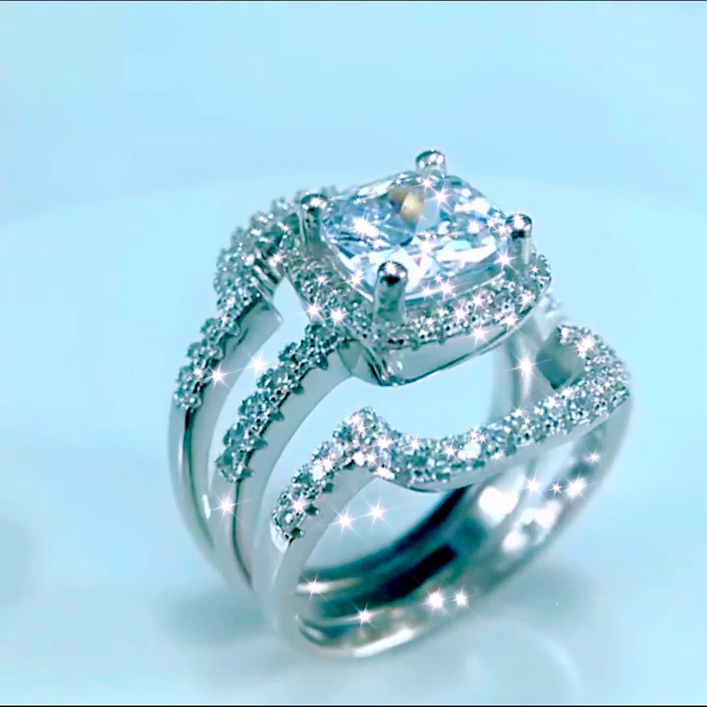 ❣️NEW 3pcs Diamond 925 sterling silver ring